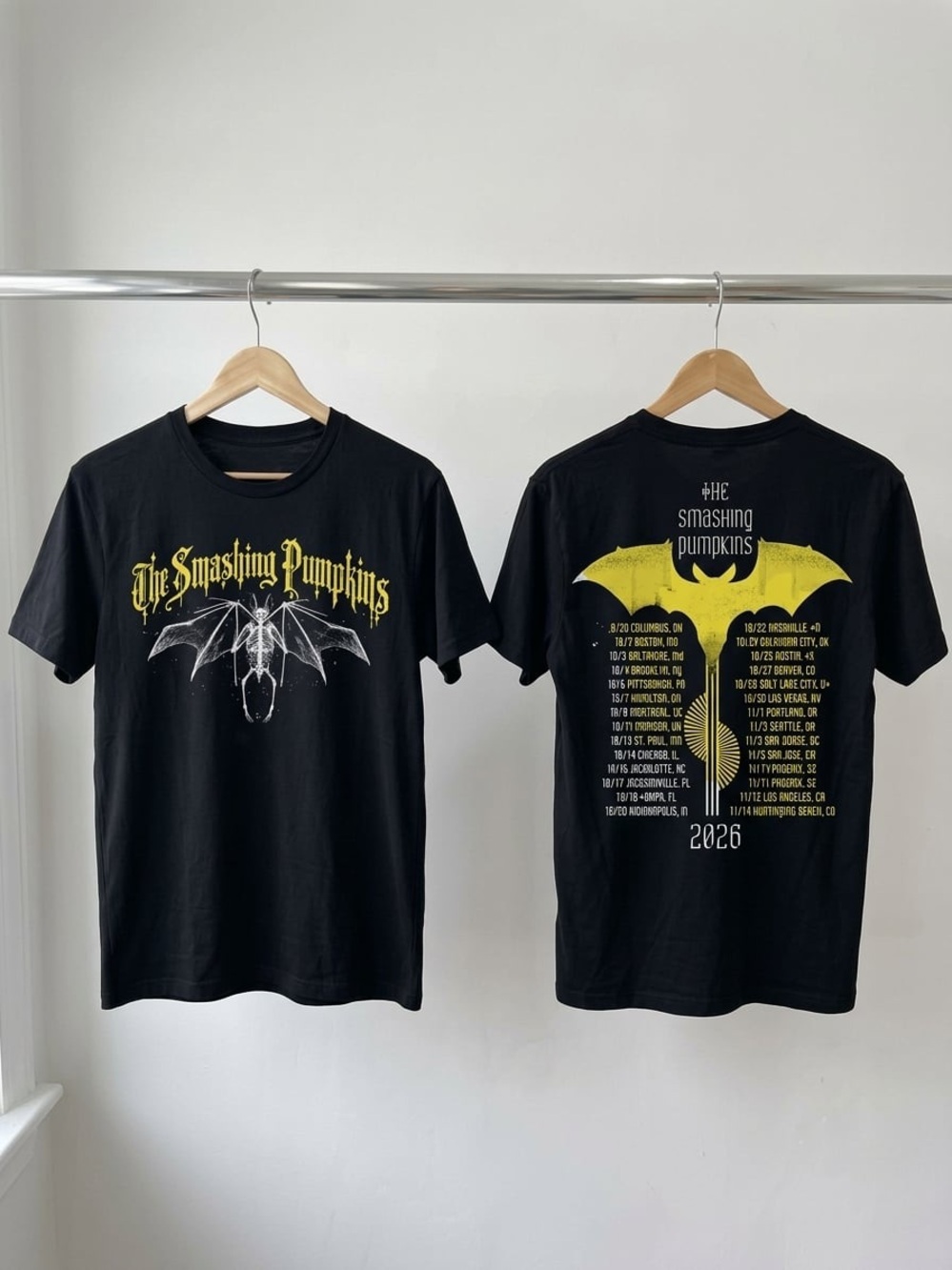 The Smashing Pumpkins Rats in a Cage Tour 2026 T-shirt Yellow Bat